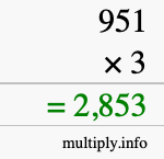 How to calculate 951 times 3 using long multiplication How to calculate 951 times 3 using long multiplication