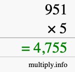 How to calculate 951 times 5 using long multiplication How to calculate 951 times 5 using long multiplication