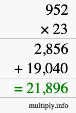 How to calculate 952 times 23 using long multiplication