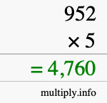 How to calculate 952 times 5 using long multiplication How to calculate 952 times 5 using long multiplication