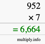 How to calculate 952 times 7 using long multiplication How to calculate 952 times 7 using long multiplication