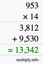 How to calculate 953 times 14 using long multiplication How to calculate 953 times 14 using long multiplication
