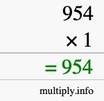 How to calculate 954 times 1 using long multiplication