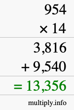 How to calculate 954 times 14 using long multiplication How to calculate 954 times 14 using long multiplication