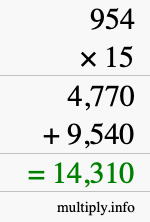 How to calculate 954 times 15 using long multiplication How to calculate 954 times 15 using long multiplication