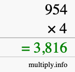 How to calculate 954 times 4 using long multiplication How to calculate 954 times 4 using long multiplication