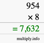 How to calculate 954 times 8 using long multiplication