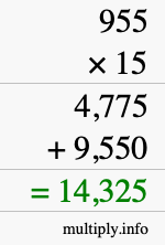 How to calculate 955 times 15 using long multiplication How to calculate 955 times 15 using long multiplication