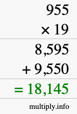 How to calculate 955 times 19 using long multiplication