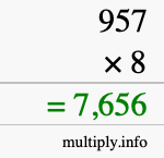 How to calculate 957 times 8 using long multiplication