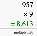 How to calculate 957 times 9 using long multiplication