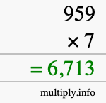 How to calculate 959 times 7 using long multiplication How to calculate 959 times 7 using long multiplication