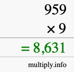 How to calculate 959 times 9 using long multiplication How to calculate 959 times 9 using long multiplication