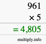 How to calculate 961 times 5 using long multiplication How to calculate 961 times 5 using long multiplication