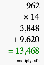 How to calculate 962 times 14 using long multiplication How to calculate 962 times 14 using long multiplication