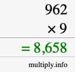 How to calculate 962 times 9 using long multiplication How to calculate 962 times 9 using long multiplication