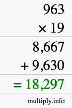 How to calculate 963 times 19 using long multiplication