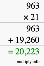 How to calculate 963 times 21 using long multiplication