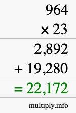 How to calculate 964 times 23 using long multiplication