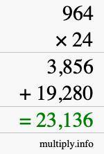 How to calculate 964 times 24 using long multiplication