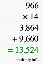 How to calculate 966 times 14 using long multiplication How to calculate 966 times 14 using long multiplication