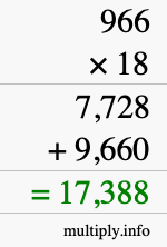 How to calculate 966 times 18 using long multiplication