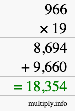How to calculate 966 times 19 using long multiplication