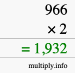 How to calculate 966 times 2 using long multiplication How to calculate 966 times 2 using long multiplication