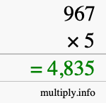 How to calculate 967 times 5 using long multiplication How to calculate 967 times 5 using long multiplication