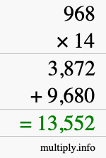 How to calculate 968 times 14 using long multiplication How to calculate 968 times 14 using long multiplication