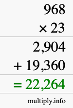How to calculate 968 times 23 using long multiplication How to calculate 968 times 23 using long multiplication