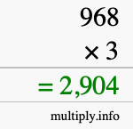 How to calculate 968 times 3 using long multiplication How to calculate 968 times 3 using long multiplication