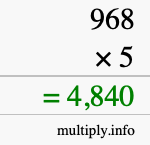 How to calculate 968 times 5 using long multiplication How to calculate 968 times 5 using long multiplication