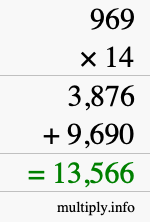 How to calculate 969 times 14 using long multiplication How to calculate 969 times 14 using long multiplication