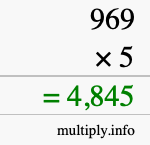 How to calculate 969 times 5 using long multiplication How to calculate 969 times 5 using long multiplication