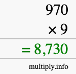 How to calculate 970 times 9 using long multiplication