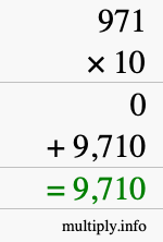 How to calculate 971 times 10 using long multiplication