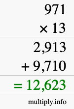 How to calculate 971 times 13 using long multiplication How to calculate 971 times 13 using long multiplication