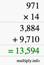 How to calculate 971 times 14 using long multiplication How to calculate 971 times 14 using long multiplication