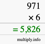 How to calculate 971 times 6 using long multiplication