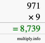 How to calculate 971 times 9 using long multiplication