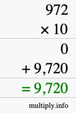 How to calculate 972 times 10 using long multiplication How to calculate 972 times 10 using long multiplication