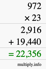 How to calculate 972 times 23 using long multiplication