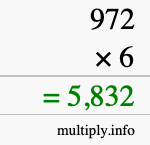 How to calculate 972 times 6 using long multiplication