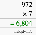 How to calculate 972 times 7 using long multiplication