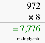How to calculate 972 times 8 using long multiplication