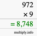 How to calculate 972 times 9 using long multiplication