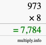 How to calculate 973 times 8 using long multiplication