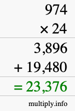 How to calculate 974 times 24 using long multiplication How to calculate 974 times 24 using long multiplication