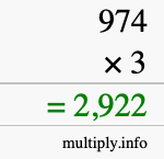 How to calculate 974 times 3 using long multiplication How to calculate 974 times 3 using long multiplication
